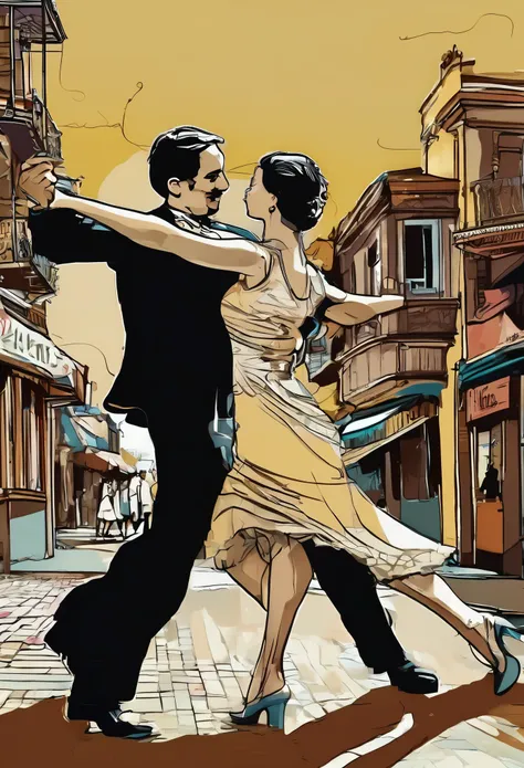 ((heterosexual couple dancing tango in street caminito la boca argentina:1.5)), at night:1.4, caminito street buenos aires:1.4, ...