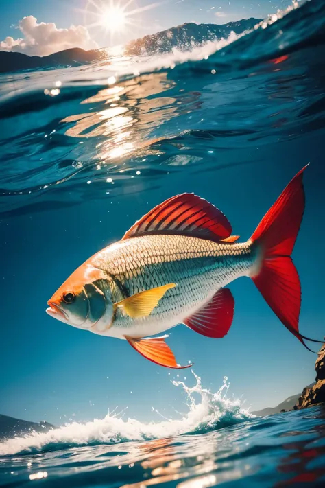 breed fish by jumping over water 
