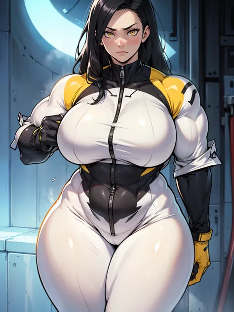 muscular huge breasts thick thighs sad long hair black hair yellow eyes pale skin expressionless skintight suit skintight suit thick thick thick thick thick thick thick thick thick thick thick thick thick thick thick thick thick thick thick thick