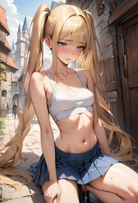 ((masterpiece,Highest quality:1.3,best quality illustration)),realistic,cowboy shot,(Mature Beauty:1.2),独奏,1woman,((very small head:1.4)),((ideal ratio body proportions:1.3)),blonde hair,high twin tails,straight long hair,bangs,gorgeous eyes,Blue eyes,shy,...