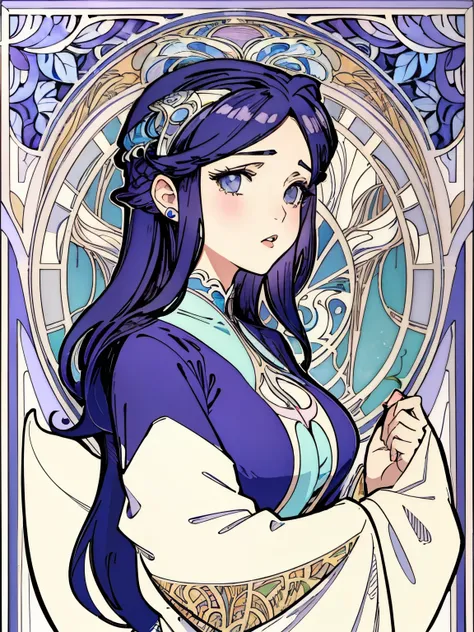 absurdity, Best quality, Ultra detailed,detailed background,(Art Nouveau:1.5), (confused:1.3),
1 girl,