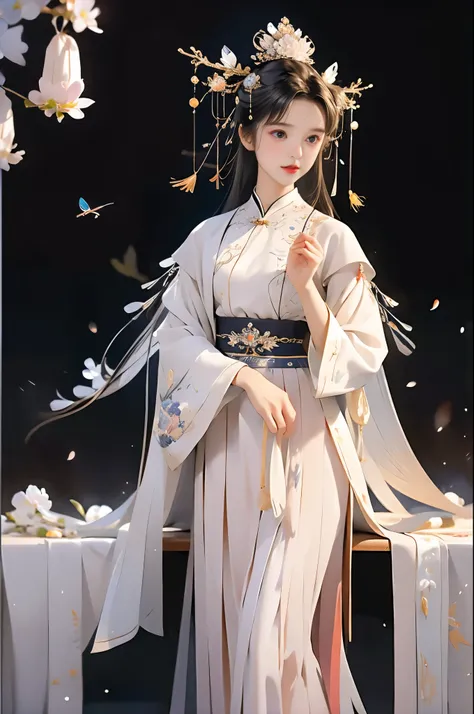 /I Chinese Miao girl, illustration style with 3 d High-precision engine rendering, Tim Walker master style, beautiful face, black crystal eyes, long eyelashes, gorgeous and complicated headdress, mainly silver ornaments, silver crested, etc., exquisite sha...