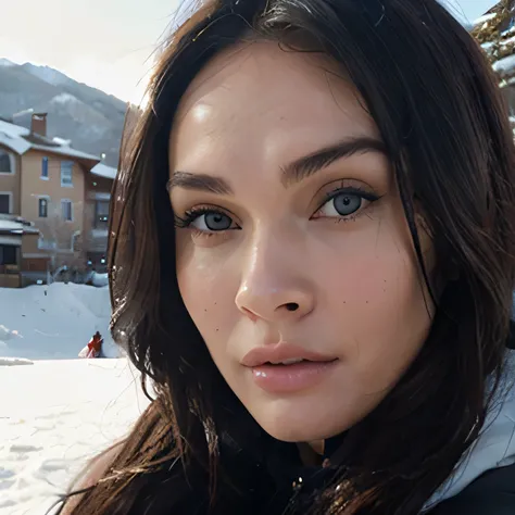 megan fox as sexy snowboard  beautiful detailed face,