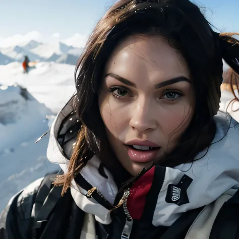 megan fox as sexy snowboard  beautiful detailed face,