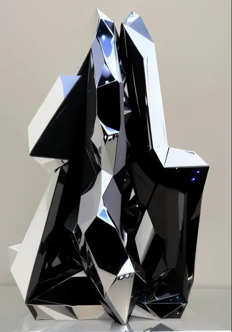 there is a geometric sculpture made of mirrors, facets, abstract geometric sculpture, crystal cubism, statue, faceted, abstract sculpture, 3d geometric abstract art, 2 0 1 4, 2014, Metal sculpture, an abstract sculpture, portal. , crystalline edges