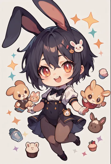 Chibi-e,girl,Bunny girl,black,Mini character,small