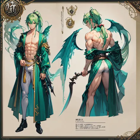 (Masterpiece, best quality), detailed, 1 man, ((character concept art)), ((character design sheet, same character, front, side, back)), full body, body complete, 1 Male angel, 1 Man angel, Detailed face, character design sheet，full bodyesbian, Highly detai...