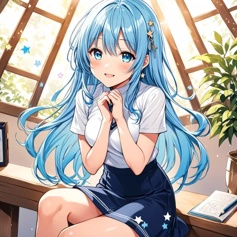 Aoi Nakamura is an extremely cute and charming young  journalist, perfect as a mascot for Anime Lover Brazil. Your light blue hair, Long and slightly wavy, falls gracefully from the shoulders, giving it an elegant and captivating look. Her big clear eyes a...