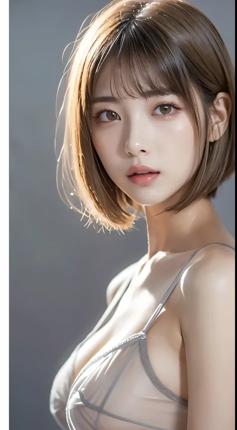 ((Bust-up photo:1.6))、((Like an ID photo:1.4))、((Apply beautiful makeup:1.6))、((Girl in transparent negligee:1.6))、((No underwear:1.6))、Natural Shading、((Moist eyes:1.3))、(K-Pop Idols)、Calm and goddess-like happiness、Look at the viewer with your whole body...