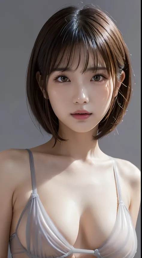 ((Bust-up photo:1.6))、((Like an ID photo:1.4))、((Apply beautiful makeup:1.6))、((Girl in transparent negligee:1.6))、((No underwear:1.6))、Natural Shading、((Moist eyes:1.3))、(K-Pop Idols)、Calm and goddess-like happiness、Look at the viewer with your whole body...