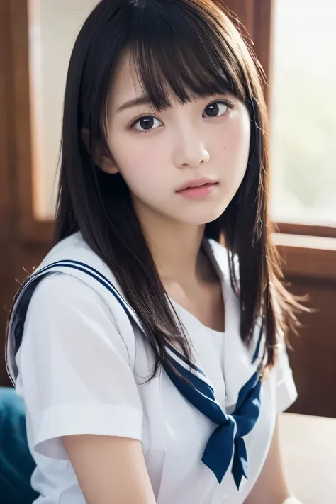 One Girl, (White shirt, Sailor , Navy blue pleated skirt:1.2), (13 years old:1.5), Young Face, Cute Face,
(RAW Photos, Highest quality), (Realistic, Photorealistic:1.4), Tabletop, Sharp focus,
Very delicate and beautiful, Very detailed, 2k wallpaper, won...