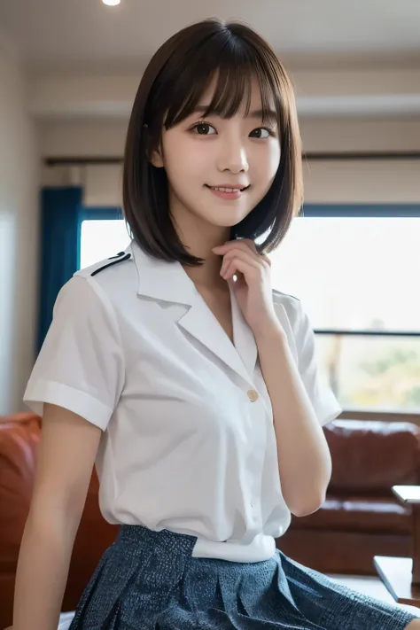 One Girl, (White shirt, Sailor , Navy blue pleated skirt:1.2), (13 years old:1.5), Young Face, Cute Face, 
(RAW Photos, Highest quality), (Realistic, Photorealistic:1.4), Tabletop, Sharp focus, 
Very delicate and beautiful, Very detailed, 2k wallpaper, won...