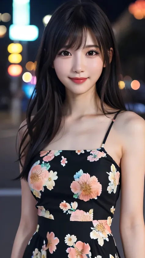 1 Japanese girl,(Floral Dress:1.4), (RAW Photos, Highest quality), (Realistic, Realistic:1.4), Tabletop, Very delicate and beautiful, Very detailed, 8k wallpaper, wonderful, In detail, Very detailedなCG Unity, High resolution, Soft Light, A beautifully draw...