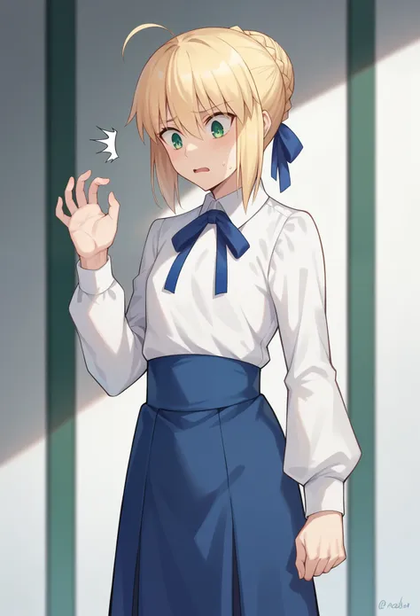 score_9,score_8_up,score_7_up, 1girl, solo, flat chest, character: artoria_pendragon_(fate), character: saber_(fate), green_eyes...