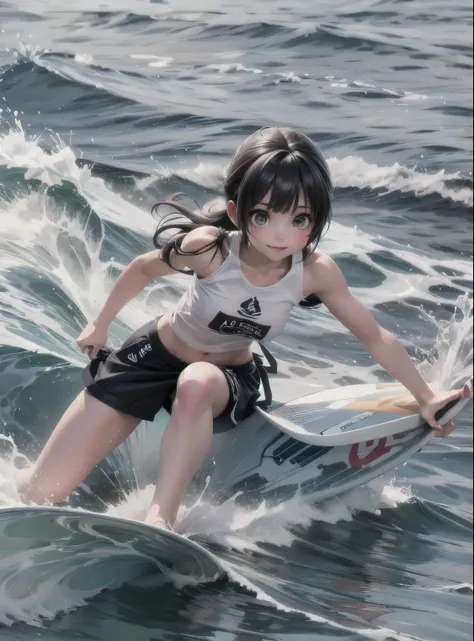 a cute girl surfing