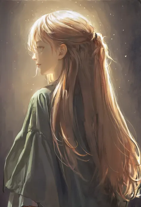 score_9, score_8_up, score_7_up, score_6_up, score_5_up, score_4_up, art of fkey, A girl standing, hyperrealistic anime painting, anime painting,  loose long hair, black background, dramatic diagonal lighting, painterly, realistic painting, soft feature, d...