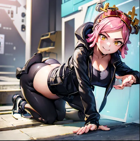 ((1girl)),((alone)), hatsume mei,(masterpiece), (best quality), (ultra detailed), (best illustration), (best shadow), (absurdities), sharp focus, cowboy shot , dynamic posture looking at the viewer, large breasts, narrow waist, wide hips, wide thighs, roun...