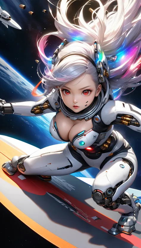 attractive woman, gunner, cyborg, realistic baby, 
break: attractive womanの体, detailed and precise mechanical joints, a seamless...