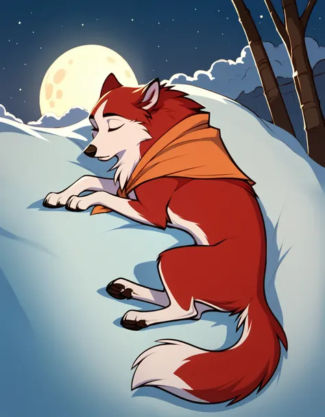 score_9, score_8_up, score_7_up,  break,  1girl, jenna\(balto\), animal, solo, closed eyes, laying down, sleeping, night time, r...