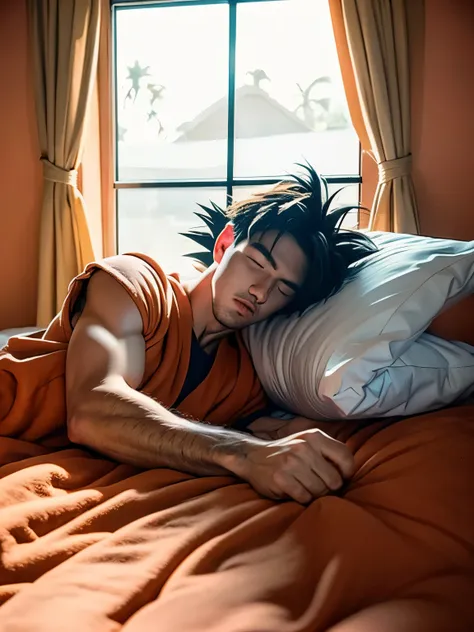 (Meat quality:1.2, masterpiece:1.2), ((1man)), professional lighting, cinematic lighting, realistic & detailed portrait of Son Goku, DBZ, well-composed artworkA proud epic character and a beautiful, realistic scene behind the scenes. Get ready for a visual...