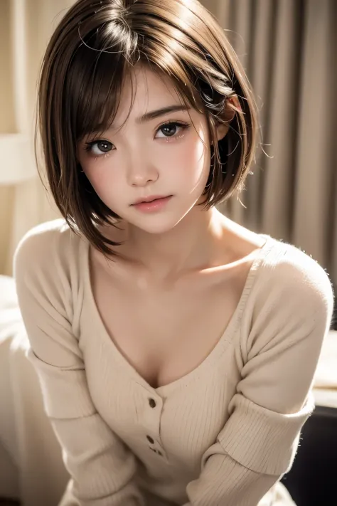 ((cry))、Cute 16 year old Japan、Highly detailed face、Attention to detail、double eyelid、Beautiful thin nose、Sharp focus:1.2、beauty:1.4、(Light brown hair、short hair、)、Pure white skin、Highest quality、masterpiece、Ultra-high resolution、(Realistic:1.4)、Highly det...