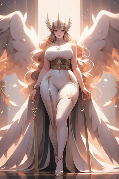 angewomon，1girll，beautiful body, huge breast curvy, thicc, full body,woman-medieval-clothes, long skirt, robe, long dress, pullo...