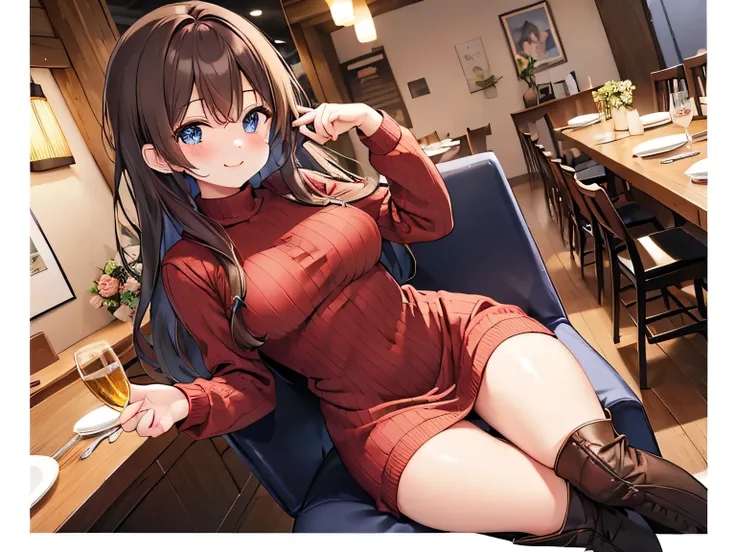 (masterpiece、highest quality、high resolution、realistic photo、real looking skin:1.1)、
(a woman is sitting on a chair in a pasta r...