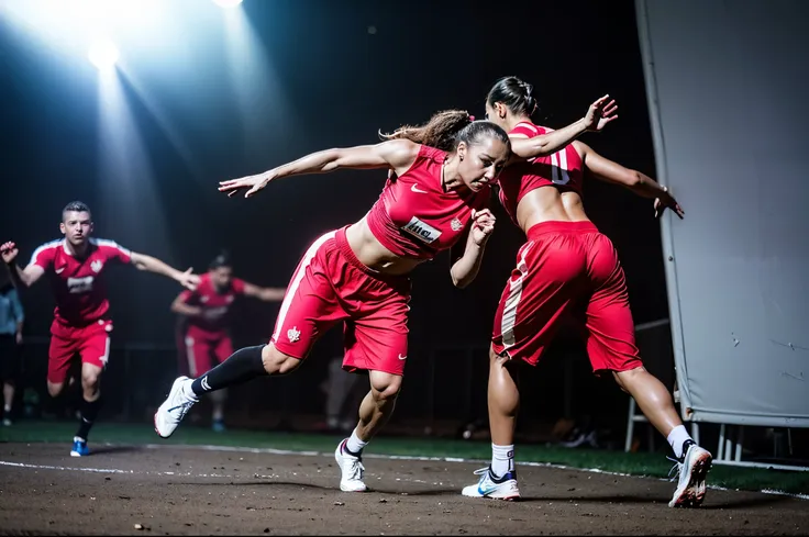 women fighting, sweat running, wet body, intense fighting, (view from below), sfw