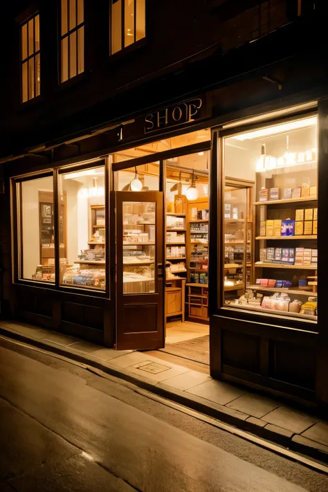 a quiet shop at night