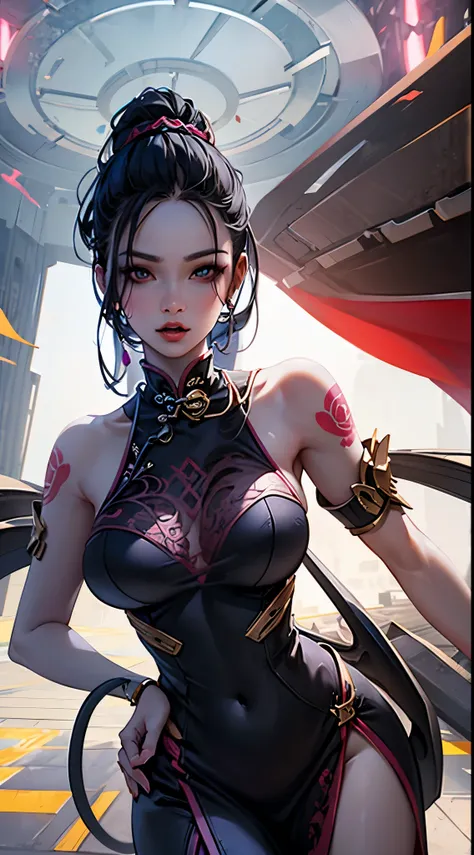 Overwatch2, widowmaker, chinese dresses, qipao, masterpieces, Hyper Quality, charming, succubus, sexy, 16K, bitch, naughty tattoo