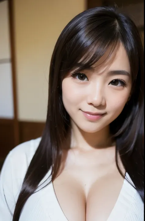 best quality, face focus, soft light, ultra high res, (photorealistic:1.4), RAW photo,(Shinozaki Ai),
1japanese girl, solo, cute, kawaii, smile, (pupil, lights in the eyes),  detailed beautiful face, (busty),(high resolution detail of human skin texture),(...