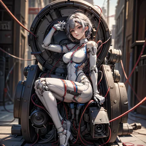 (((masterpiece))), (((Highest quality))), ((Very detailedな)), (Detailed CG illustrations), ((Very delicate and beautiful)),Cinematic Light,((One mechanical woman)), alone,mature,Big and ample breasts,Plump, whole body, (Machine made joints:1.4),((Mechanica...