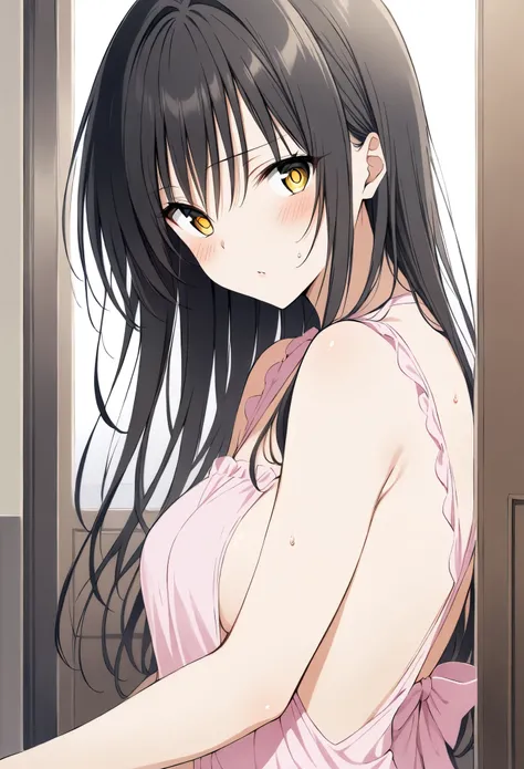 High resolution, masterpiece,Chizuru Ichinose, Black Hair, alone, One girl, Detailed eyes, ((Yellow Eyes))