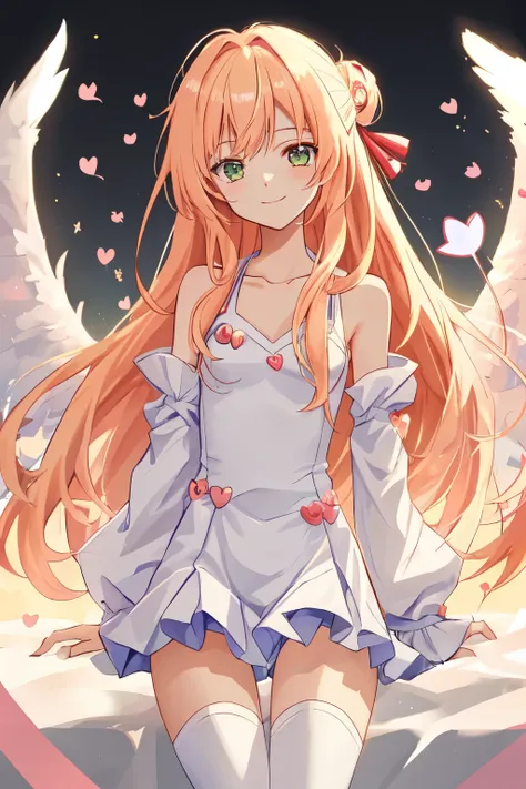 1_girl, (anime, kawai:2), (masterpeice, best_quality, clean:1.5), (sky_background:1.2), (cute, cute_smile, wholesome, young:2), (delicate, extremely_delicate, beautiful, thin:1.5), (girlfriend, angel:2), (green_eyes, simple_eyes:1.8) (long_hair, blond_hair...