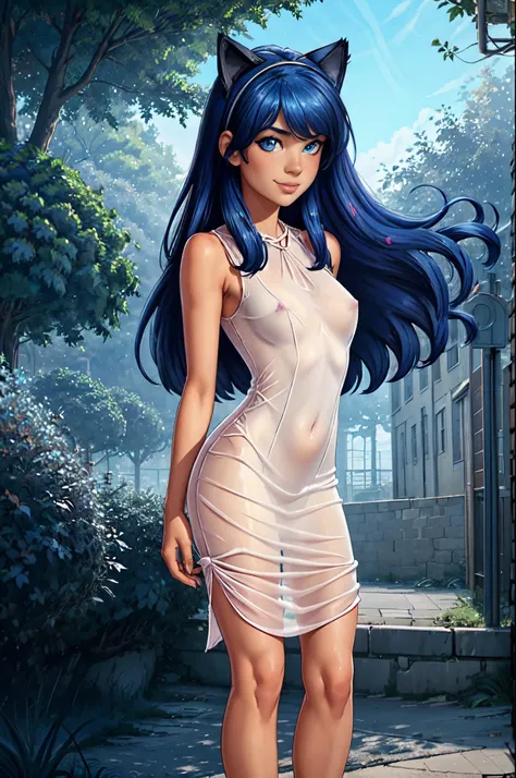 accurate snub nose, (very long strand of hair between eyes:1.3), solo, shy smile, young girl, expressive eyes, looking at viewer, 8k wallpaper, perfect lighting, masterpiece, (Beautiful small Breasts:1.2), (slender girl), bangs between the eyes, (on the st...