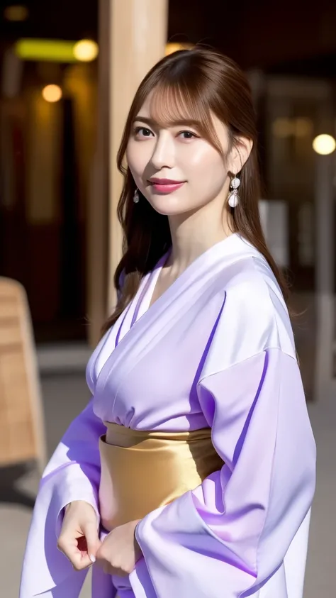 (Highest quality、8k、Award-winning works、Ultra-high resolution)、One beautiful woman、((She is wearing a light purple yukata..)),(blonde:1.1)、Bright color contacts、Perfect Makeup、Bright and shiny lipstick、(Very heavy makeup:1.2)、(Deep pink around the eyes:1.1...