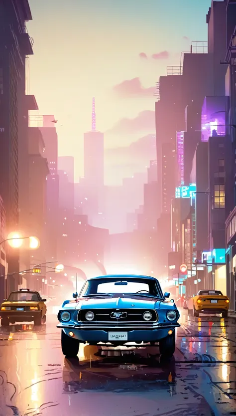 illustration: ford boss 429 mustang, luz volumetrica estilo gta. in this captivating illustration, we are transported to a realm...