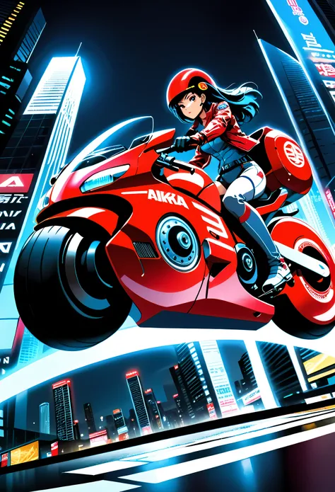 create a detailed image of a futuristic motorcycle inspired by the iconic bike from the classic akira manga/anime. the motorcycl...