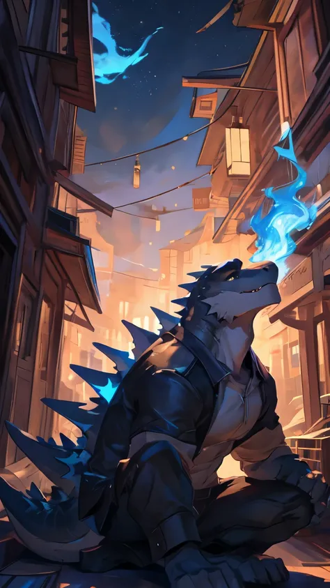 transported in e621, by Johnfoxart, by Mark Seliger, by John Bauer, by Einshelm, by Emmanuel Shiu, by Peter Mohrbacher,(((black and gray and blue body))) and ((clear eyes)), BREAK, (detailed godzilla by Colin Campbell Cooper spitting blue fire), (detailed ...