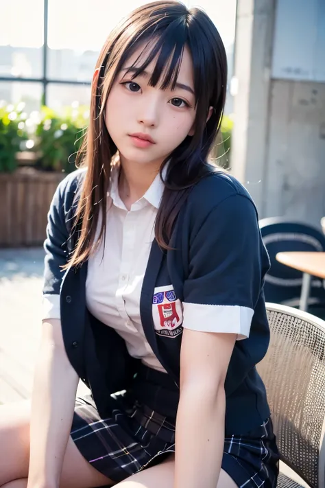 最high quality, masterpiece, 1 girl, 12~14 years old, Beautiful Face, Realistic, Soft lighting, high quality, Volumetric lighting,  photograph, High resolution, 4K,Bokeh,Student Uniform,sexy