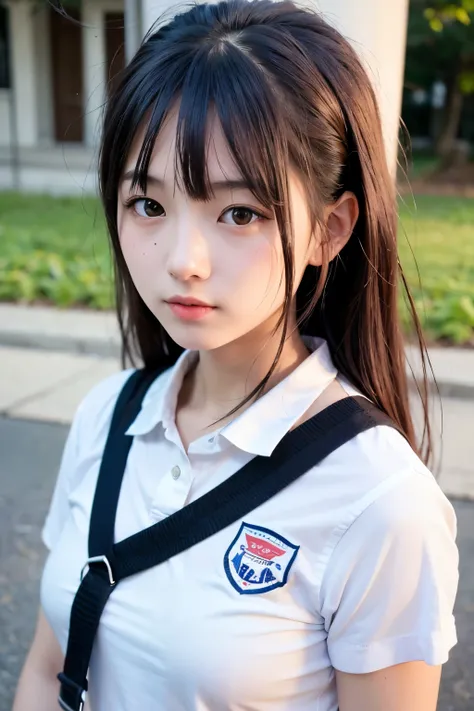 Highest quality, masterpiece, 1 girl, 14~18-year-old, Beautiful Face, Realistic, High resolution,School, Student Uniform,sexy