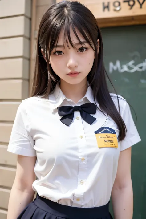 Highest quality, masterpiece, 1 girl, 14~18-year-old, Beautiful Face, Realistic, High resolution,School, Student Uniform,sexy