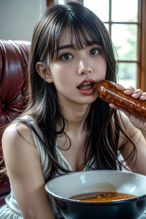 masterpiece, best quality, intricate details, extremely detailed, cinematic lighting, solo, 1girl, a 16yo japanese female, (eati...