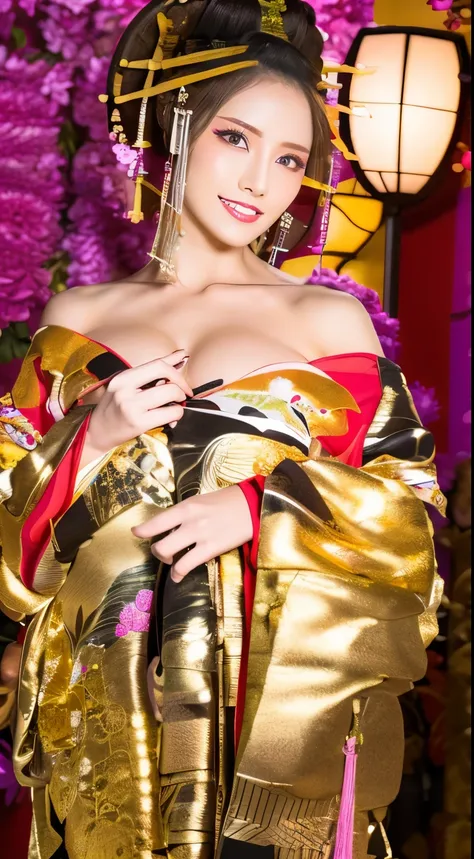 ((masterpiece(:1.4)，Highest quality，Ultra-high resolution，Highest quality，8k，Extremely detailed，In detail))。night，Japanese，(A beautiful woman)，glossy，slim，Large Breasts(1.6)，sexy，glamorous，((Golden Ratio Style，Perfect Style))，Narrow waist，Flashy gal makeup...