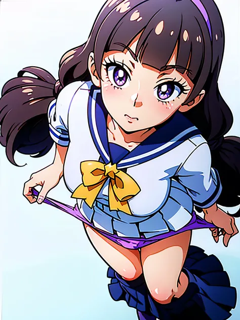 1 girl, (solo), ((amanogawaki)), best quality, highres, high quality, 8k, HD, super detail, anatomically correct, UHD, accurate, (masterpiece:1.2), (high quality:1.0), (ultra detailed), (no Background), (White Background), (Front View), (Looking Up), Blush...