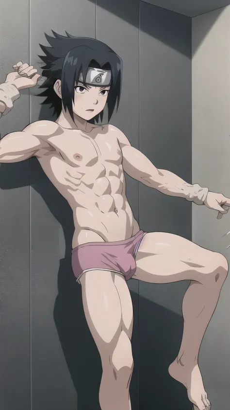 Sasuke, topless, pink briefs, bodybuilder, muscular, muscle growth, muscle, showering, 11-year-old boys,