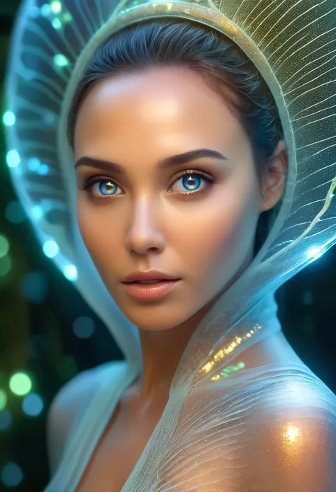 1 beautiful female alien girl emerging from a cocoon, detailed beautiful face like cute girl and body, from back, (glowing eyes, glowing skin:1.5), intricate organic details, translucent wings, symmetrical face, ethereal lighting, cinematic, vibrant colors...