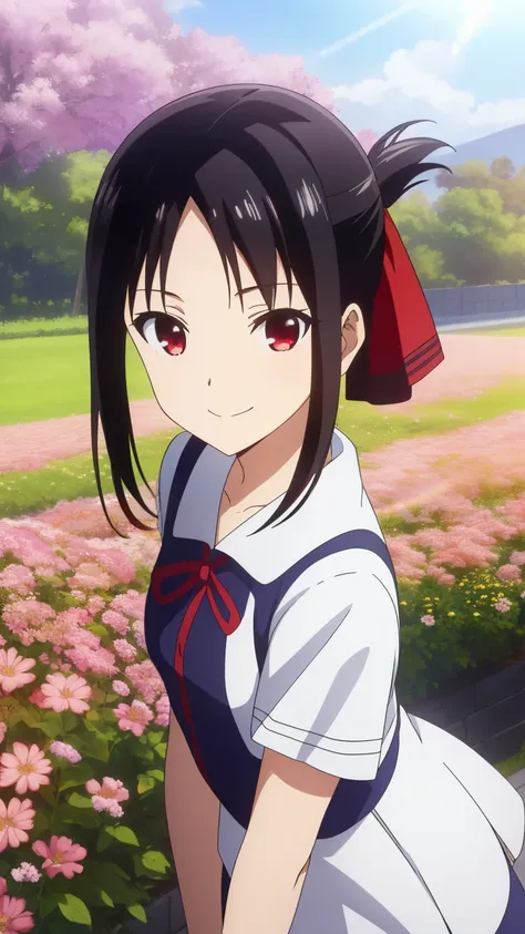 (best quality, masterpiece, 8k:1.2), (anime:1.2), detailed, shinomiya kaguya,1girl, solo, (black hair:1.2), side lock, red eyes,...