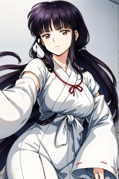 simple white background,
white kimono,white japanese clothes,wide sleeves,
(red_In addition:1.1),(red_Skirt:1.1),
hits, blunt hits, Brown eyes, by the wide,black fur,
1 girl, 20 years,young woman,beautiful Finger,beautiful long legs,beautiful body,
beautif...