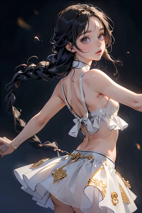  ((best quality)), ((masterpiece)), (detailed), 1girl, (big forhead:1.2),extremely detailed cute anime face, (((flat chest))), (flat chest:1.1),((((long twin braids,tight braids,long braid,braided hair,long hair)))),intricate eyes,beautiful detailed eyes,s...